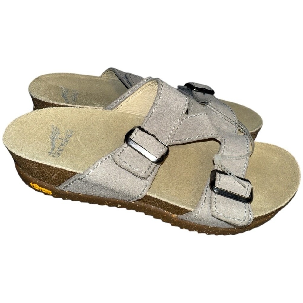 Dansko Womens Size 6.5 - 36 Dayna Double Strap‎ Gray Suede Sandals
